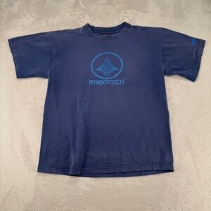 VTG 90s US T's 707 Robotech Japanese Anime Comics Shirt Mens L‎ Blue TV Series